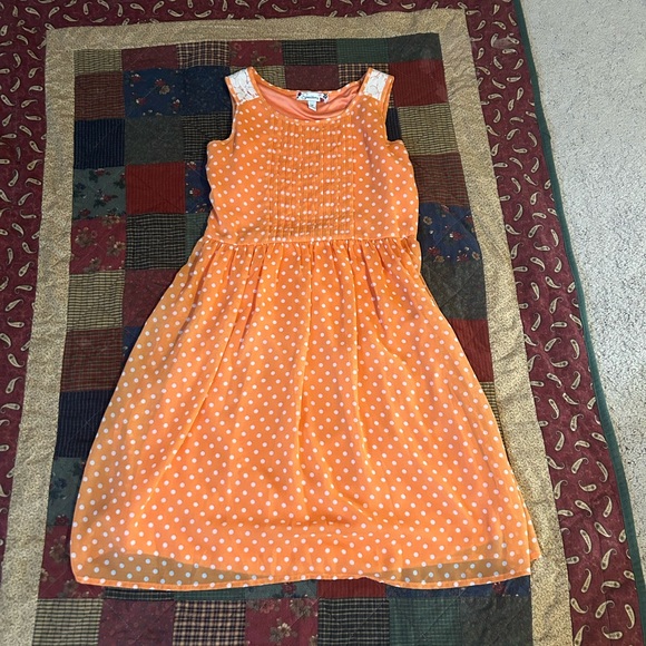 Speechless Polka Dot Orange Kids Dress -  size 14 - Picture 1 of 4
